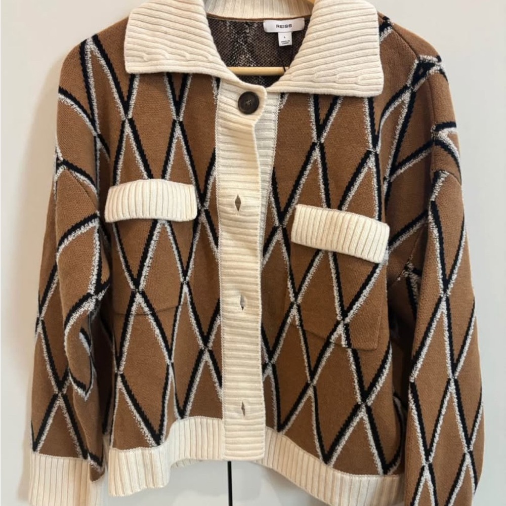 Reiss Tan and Cream Patterned Blazer - Picture 8 of 8